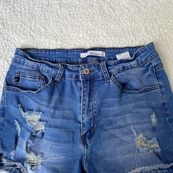 KanCan High Rise Distressed Denim Shorts - Picture 4 of 5